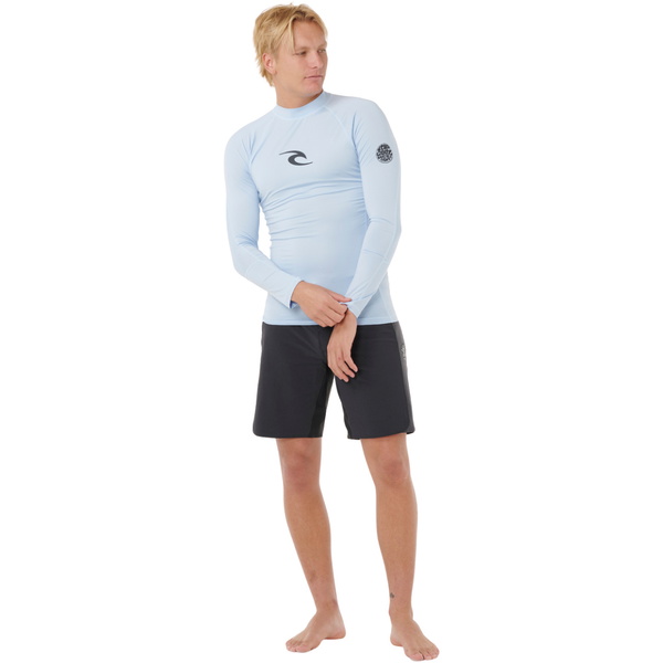 2025 Rip Curl Männer Waves Perf Long Sleeve Lycra Vest 16FMRV - Blue Wind